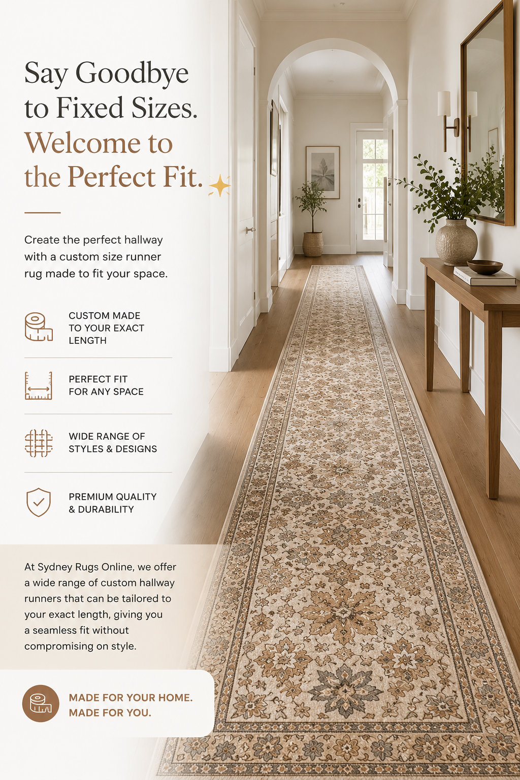 Custom size hallway runner rug